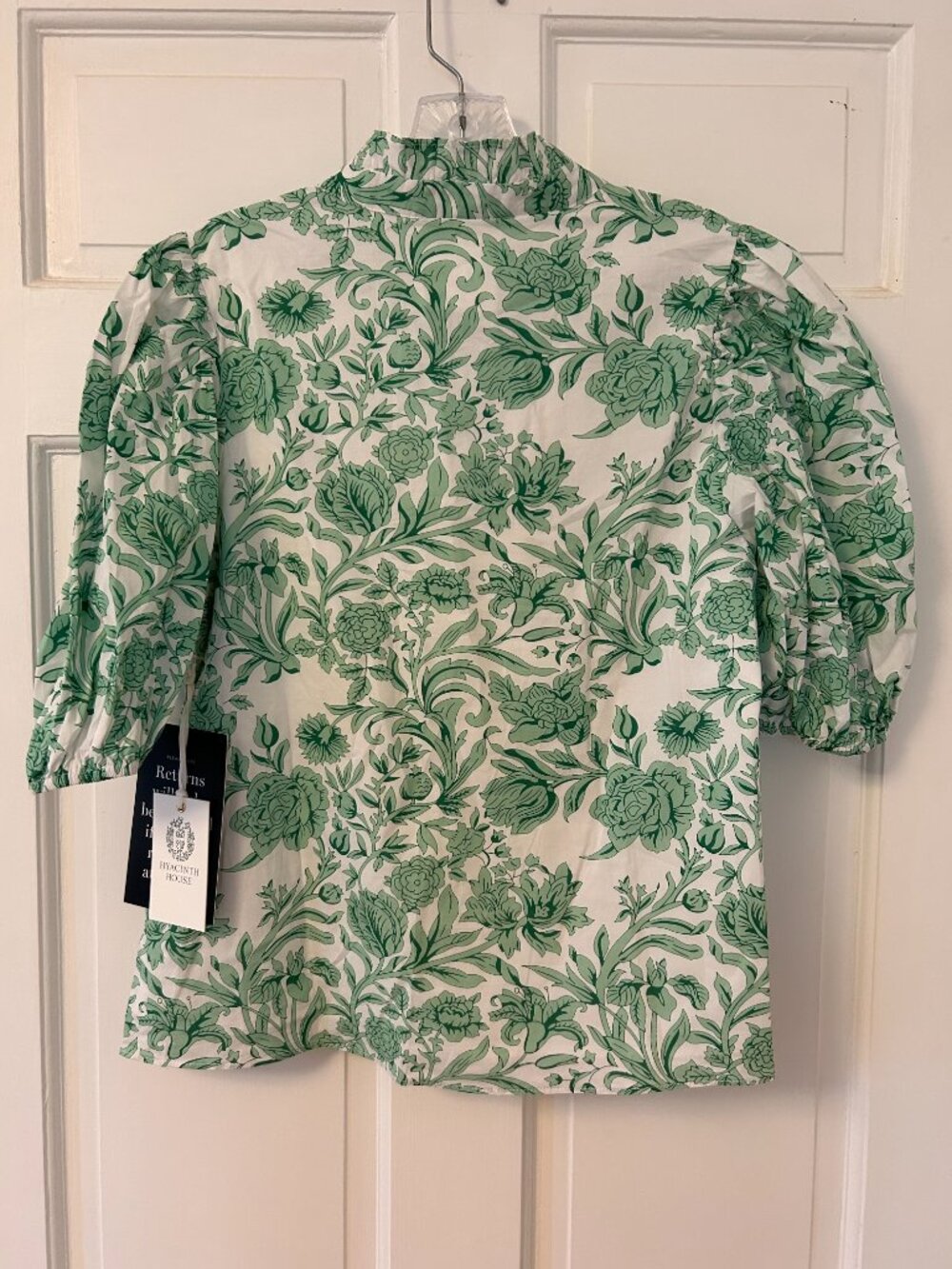 NWT Hyacinth House Tuckernuck Mint Green Vine Floral Florence Blouse Size Small - Picture 2 of 4